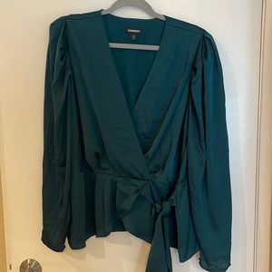 Express Emerald Satin Blouse